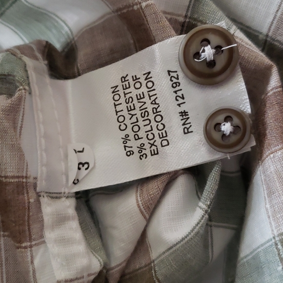 Johnnie-O Top shelf Wada shirt. Palm color. NWT. Sz.L. Plaid l.sleeve - Picture 4 of 6